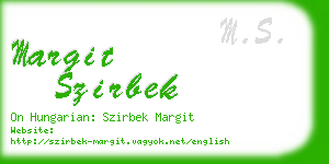 margit szirbek business card